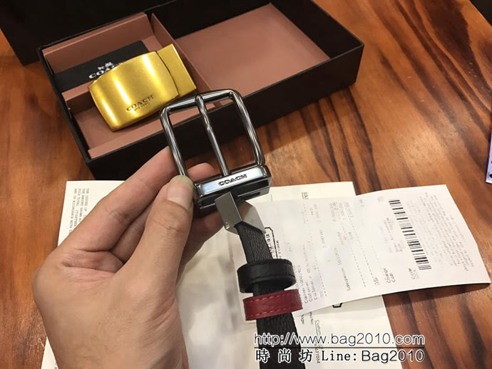 蔻馳 新款 男士雙扣裝 純銅電鍍皮帶扣 搭配官方專用頭層牛皮 男款皮帶  xfp1067